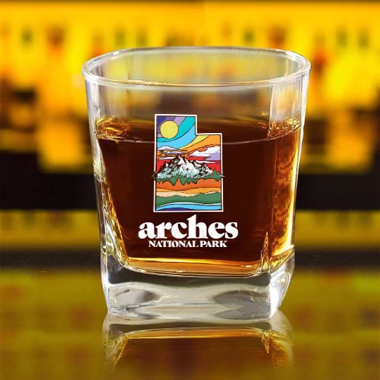 Arches National Park Utah Vintage Nature Outdoor Square Whiskey Glasses