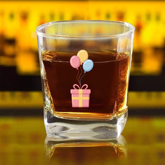 Colorful Balloon Celebration Design Square Whiskey Glasses