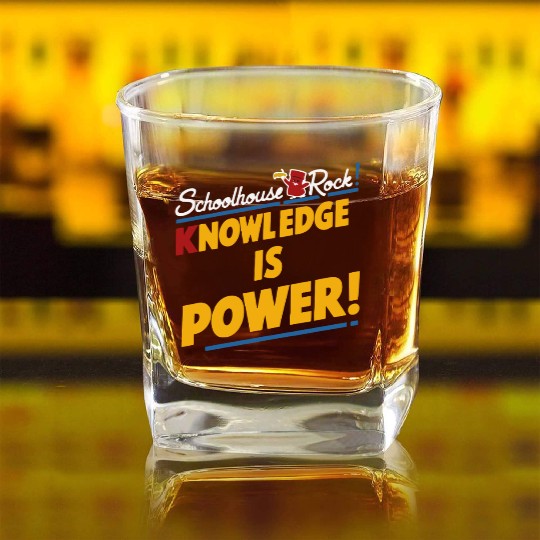 Schoolhouse Rock Knowledge is Power Back to School Square Whiskey Glasses