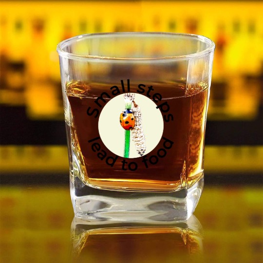 Small Steps Lead to Food – Ladybug Art Square Whiskey Glasses