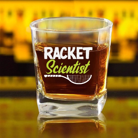Tennis Player Racket Scientist Fun Design Square Whiskey Glasses