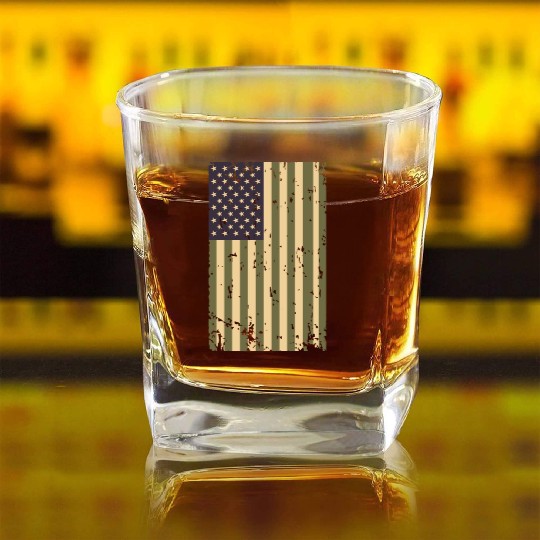 Camouflage US Flag Square Whiskey Glasses