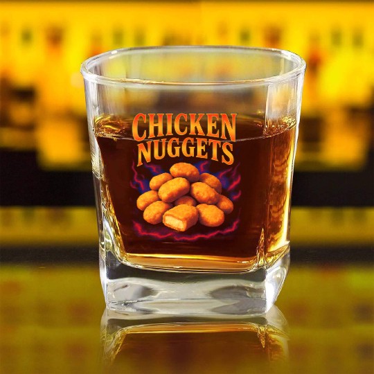 Chicken Nuggets Favorite Food Weird 90s Nuggets Square Whiskey Glasses