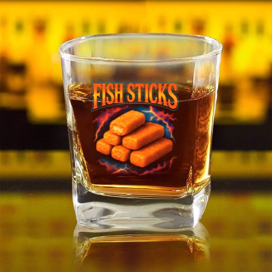 Fish Sticks Favorite Food Weird 90s Fish Sticks Square Whiskey Glasses