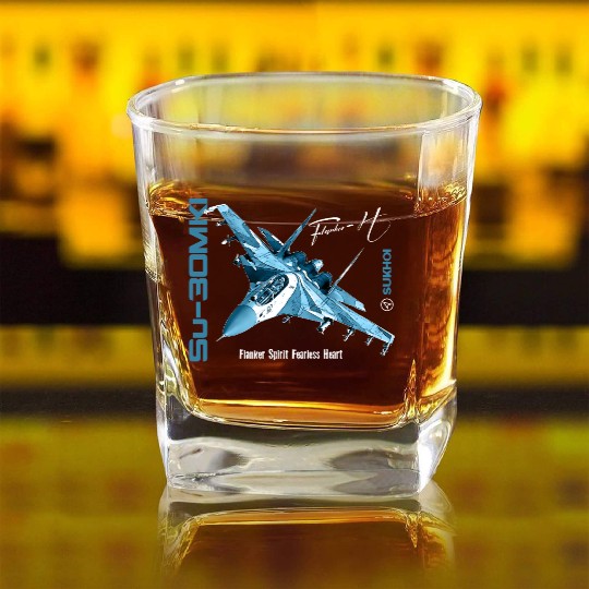 Sukhoi SU-30 MKI Russian Fighterjet Square Whiskey Glasses