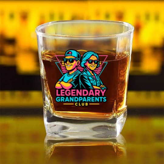 Legendary Grandparents Retro Neon Square Whiskey Glasses