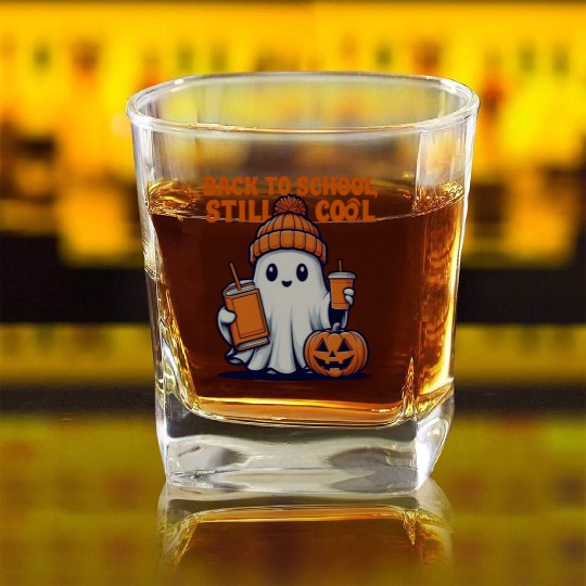 Back to School Halloween Spirit Square Whiskey Glasses