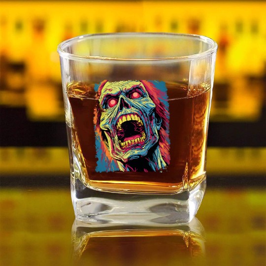 Classic Horror Halloween Zombie Square Whiskey Glasses
