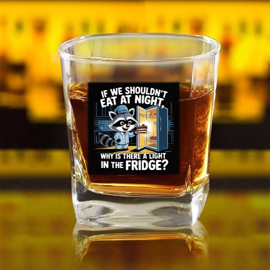 Light in the Fridge Funny Midnight Snack Quote Square Whiskey Glasses