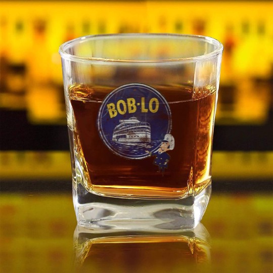 Vintage Retro Classic Cute Detroit Boblo Island Square Whiskey Glasses