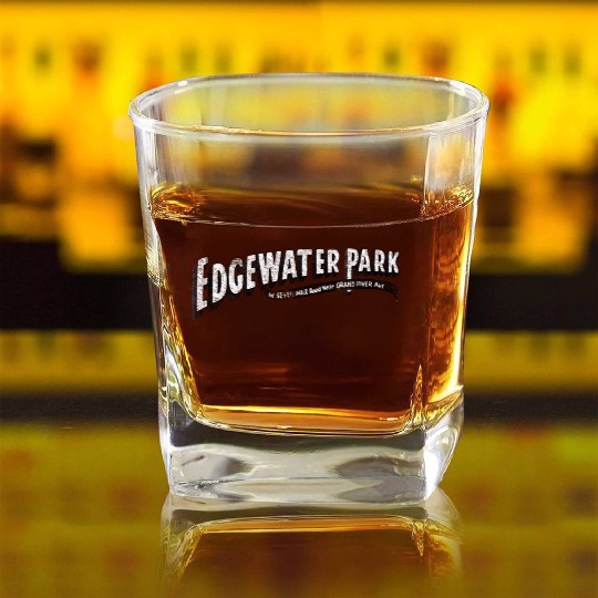 Old Vintage Edgewater Park Detroit Square Whiskey Glasses