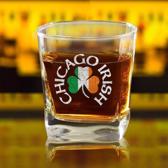 Chicago Irish Shamrock Apparel Square Whiskey Glasses