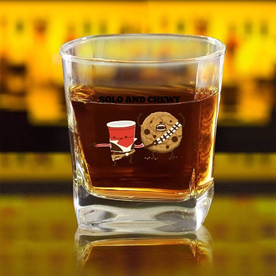 Funny star wars han solo and chewbacca Square Whiskey Glasses