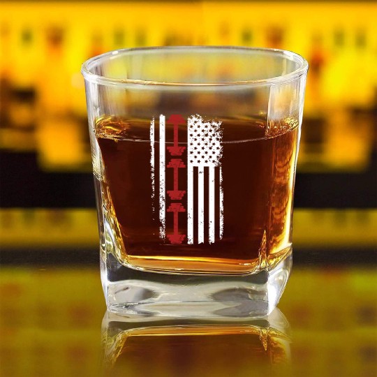 Workout - Awesome american flag Square Whiskey Glasses