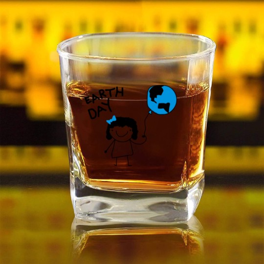 Earth Balloon Square Whiskey Glasses