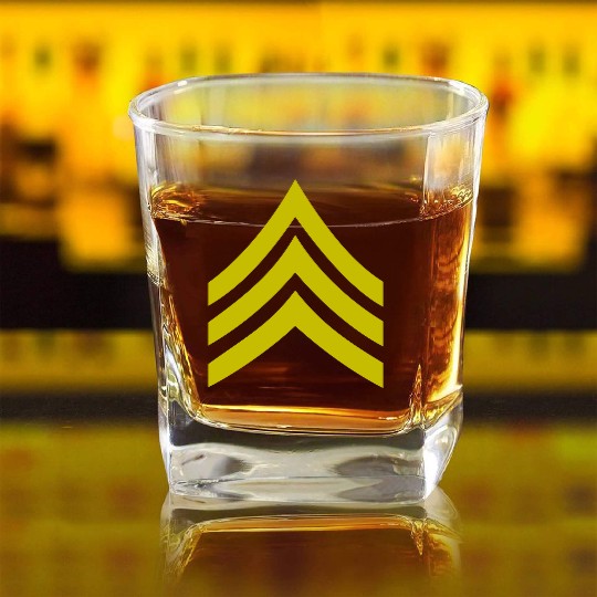 army rank patch sergeant Square Whiskey Glasses