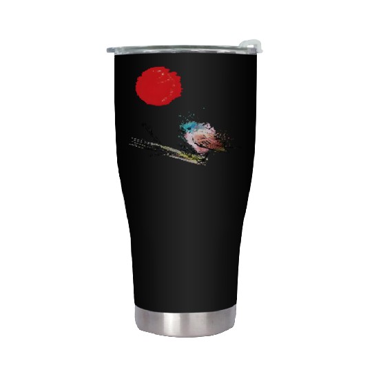Murakami Birds Red Moon Japenese Stainless Steel Tumblers