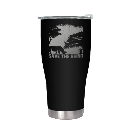 Retro Safari African Save The Rhino Stainless Steel Tumblers