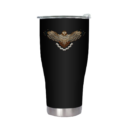 Beaded Red-Tailed Hawk Stainless Steel Tumblers