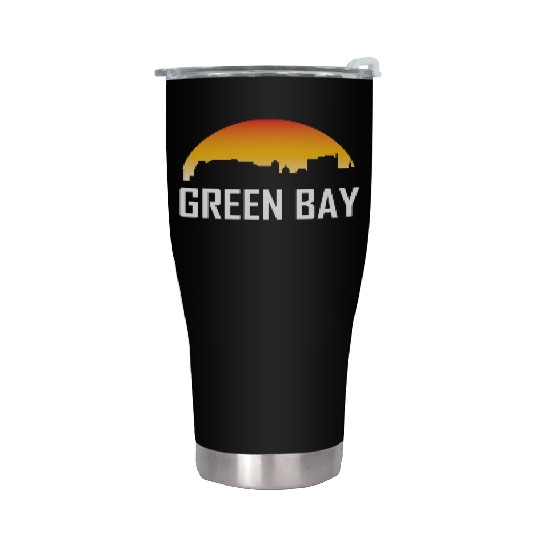 Green Bay Wisconsin Sunset Skyline Stainless Steel Tumblers