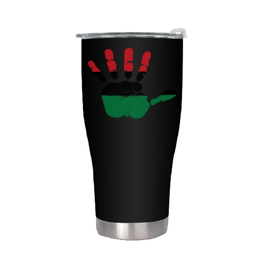 Pan African Flag Hand Print Sign Afro- American Stainless Steel Tumblers