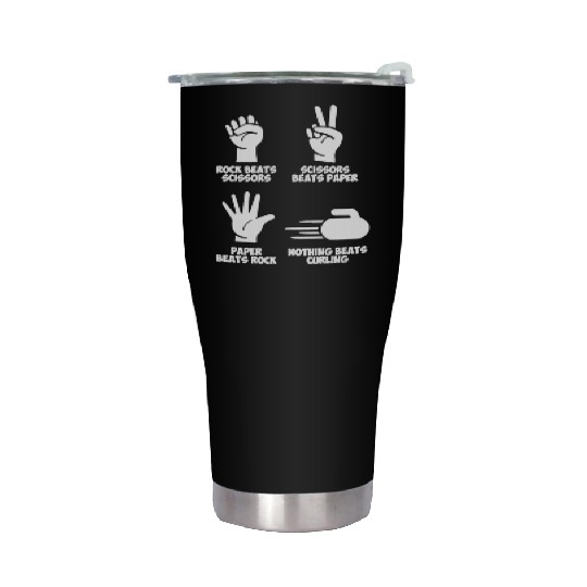 Curling Rock Paper Nothing Beats Stainless Steel Tumblers