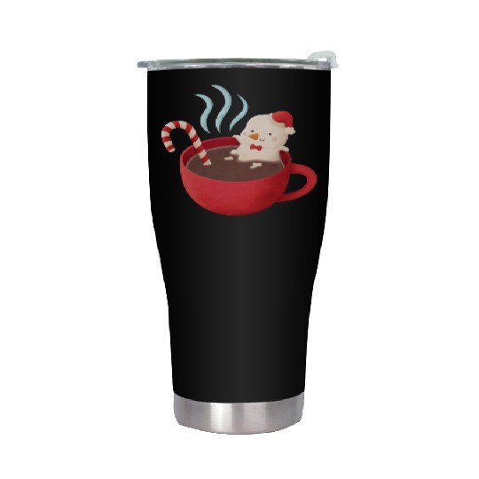 Cute Snowman in Hot Cocoa Stainless Steel Tumblers