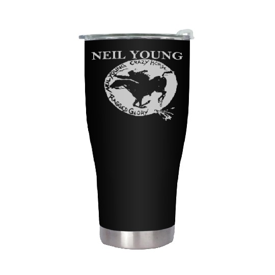 Neil Young Crazy Horse Unisex Retro Rock Horse Stainless Steel Tumblers