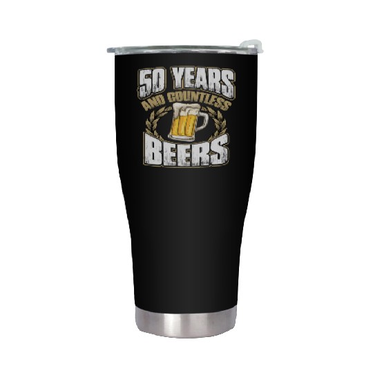Funny 50th Birthday Stainless Steel Tumblers Fifty Years And Countless Beers