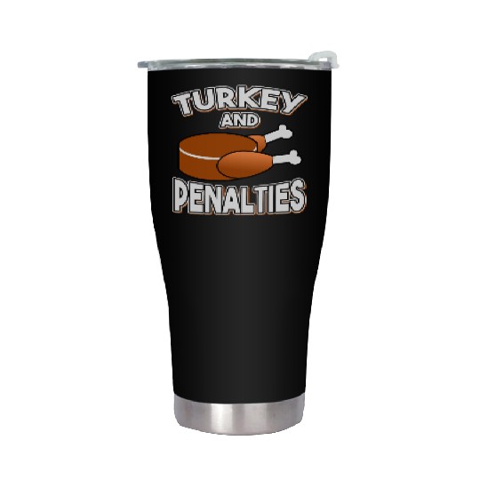 Turkey and Penalties Hockey Gift Thanksgiving Stainless Steel Tumblers