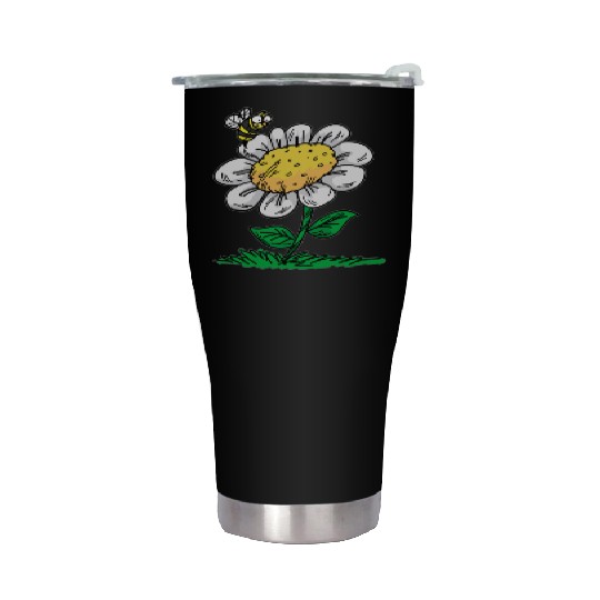 COMMON DAISY FLOWER Bee Cartoon Comic Stainless Steel Tumblers