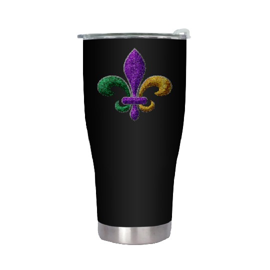 Mardi Gras New Orleans SaintsFleur De Lis Bling Stainless Steel Tumblers