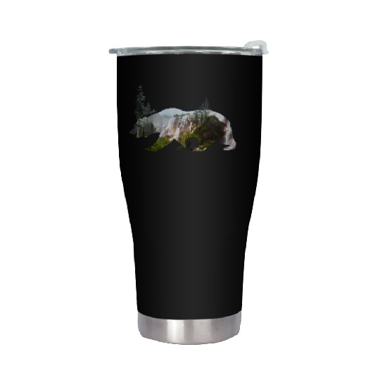 Baer grizzly national parc california nature wood Stainless Steel Tumblers