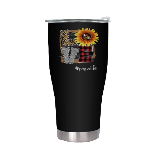 love nana life flower art beautiful flower grandma Stainless Steel Tumblers