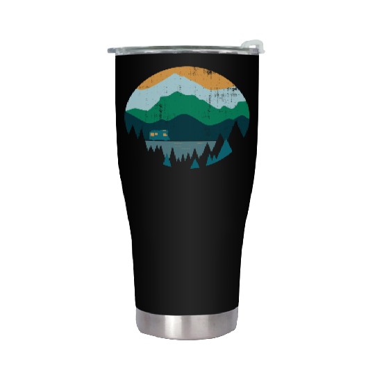 Wanderlust Campeing Mountains Nature Souvenir Gift Stainless Steel Tumblers