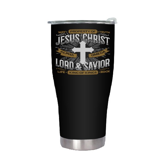 way property of truth jesus christ alpha omega lor Stainless Steel Tumblers