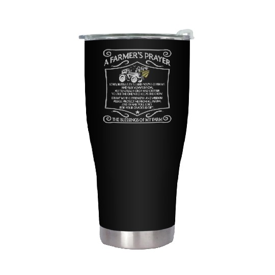 Farmer Prayer Pray Faith Church Saying Farming Stainless Steel Tumblers