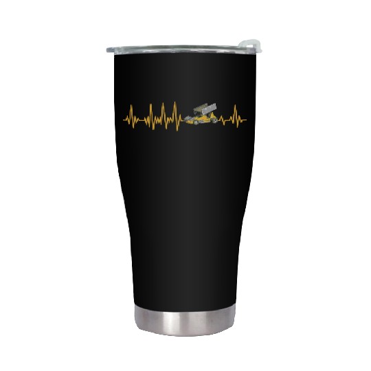Sprint Car Racing Heartbeat Pulse Stainless Steel Tumblers