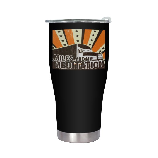 Truck Driver Load Miles Happy Trucker Road Runner Stainless Steel Tumblers