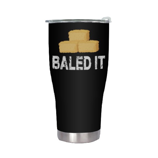 farmer hay bale hay agriculture baler baled it Stainless Steel Tumblers