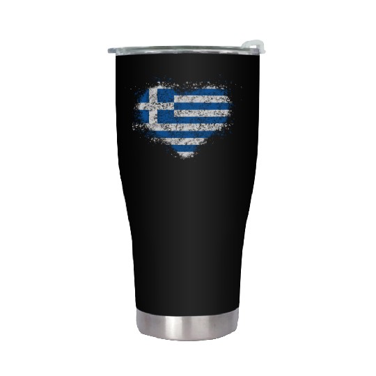Heart Greek Flag Stainless Steel Tumblers