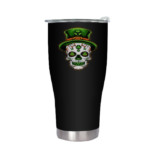 Sugar Skull St Patricks Day Stainless Steel Tumblers