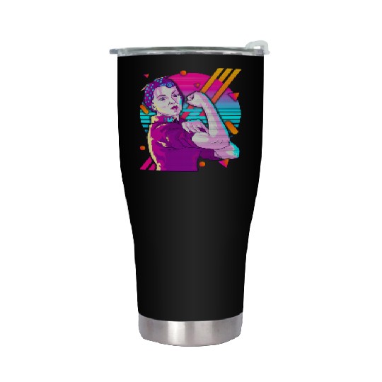 Rosie The Riveter Vaporwave Stainless Steel Tumblers