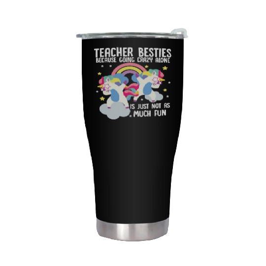 Funny Teacher Besties Goin Crazy Preschool Teacher Stainless Steel Tumblers
