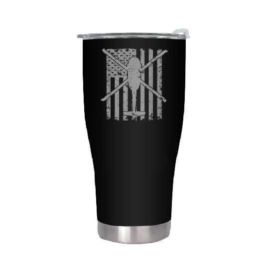 Uh 60 Black Hawk Military Helicopter Patriotic Fla Stainless Steel Tumblers