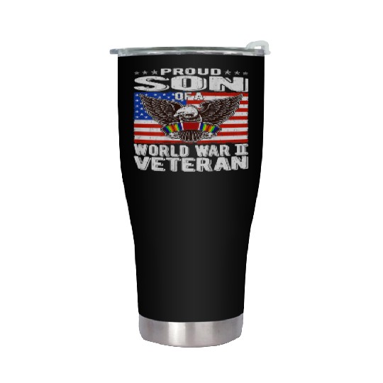 Proud Son of World War 2 Veteran Military Stainless Steel Tumblers