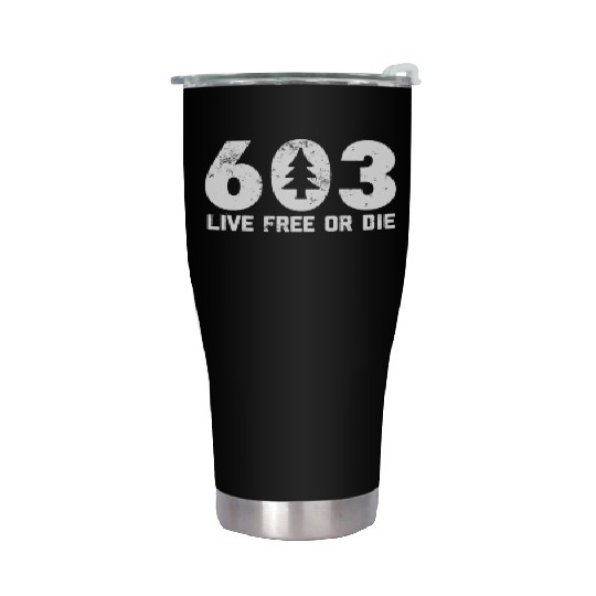 Live Free or Die 603 tree New Hampshire Stainless Steel Tumblers