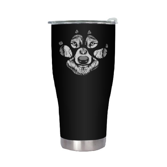Artistic Wolf Graphic Design Wolf Paw Print Art Stainless Steel Tumblers