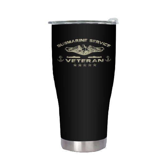 Vintage US Navy Submarine Service Veteran Stainless Steel Tumblers
