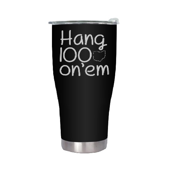 Hang 100 On Em college football funny Stainless Steel Tumblers